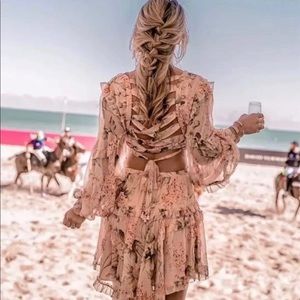 NWT: Zimmerman Silk Lace Up Floral Dress